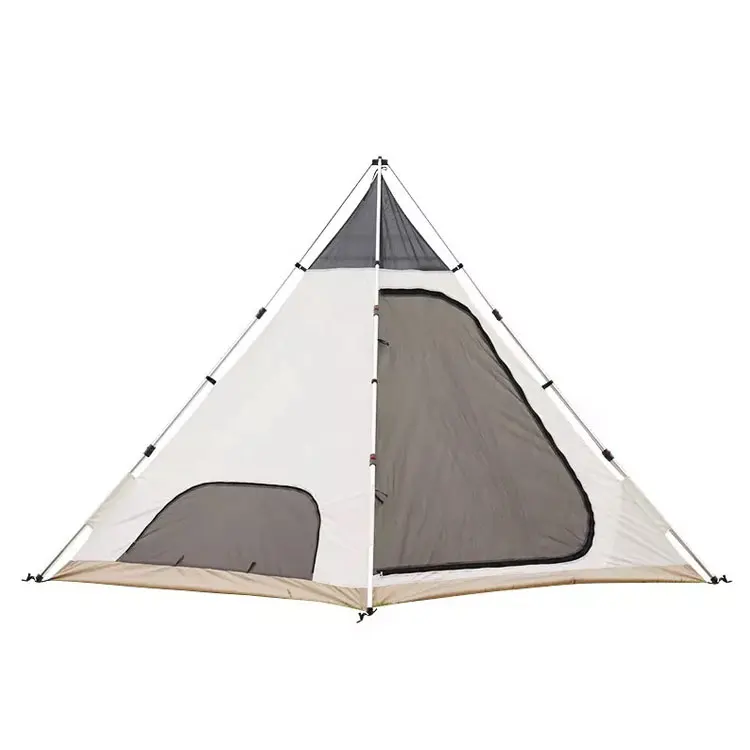 Camping Double layer waterproof pyramid tent luxury canvas tent with small canopy for families