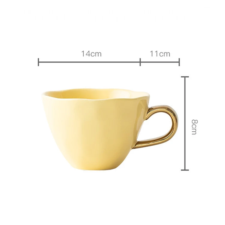 Cute polymer clay girls water cups ceramic coffee mug breakfast milk mugs with gold handle for home