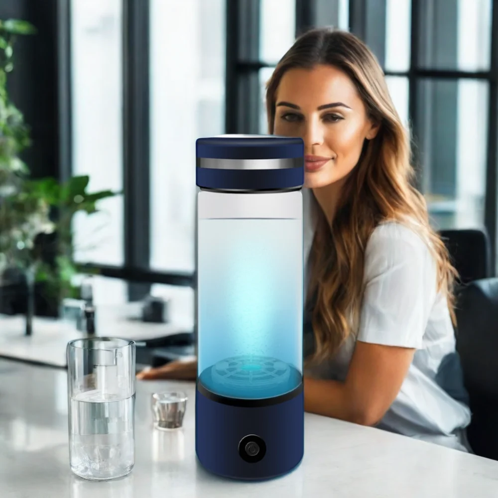 Hydrogen Water Bottle Glass 2024 Custom Portable 330ml Rich Hydrogen Water Cup Fast Electrolysis Hydrogen Rich Water