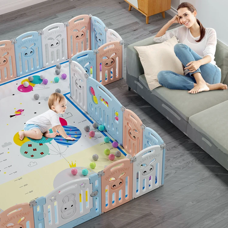 Baby Playpen Upgrade Foldable Kids Activity Centre Safety Play Yard Home Indoor Outdoor Baby Fence Play Pen NO Gaps with Gate