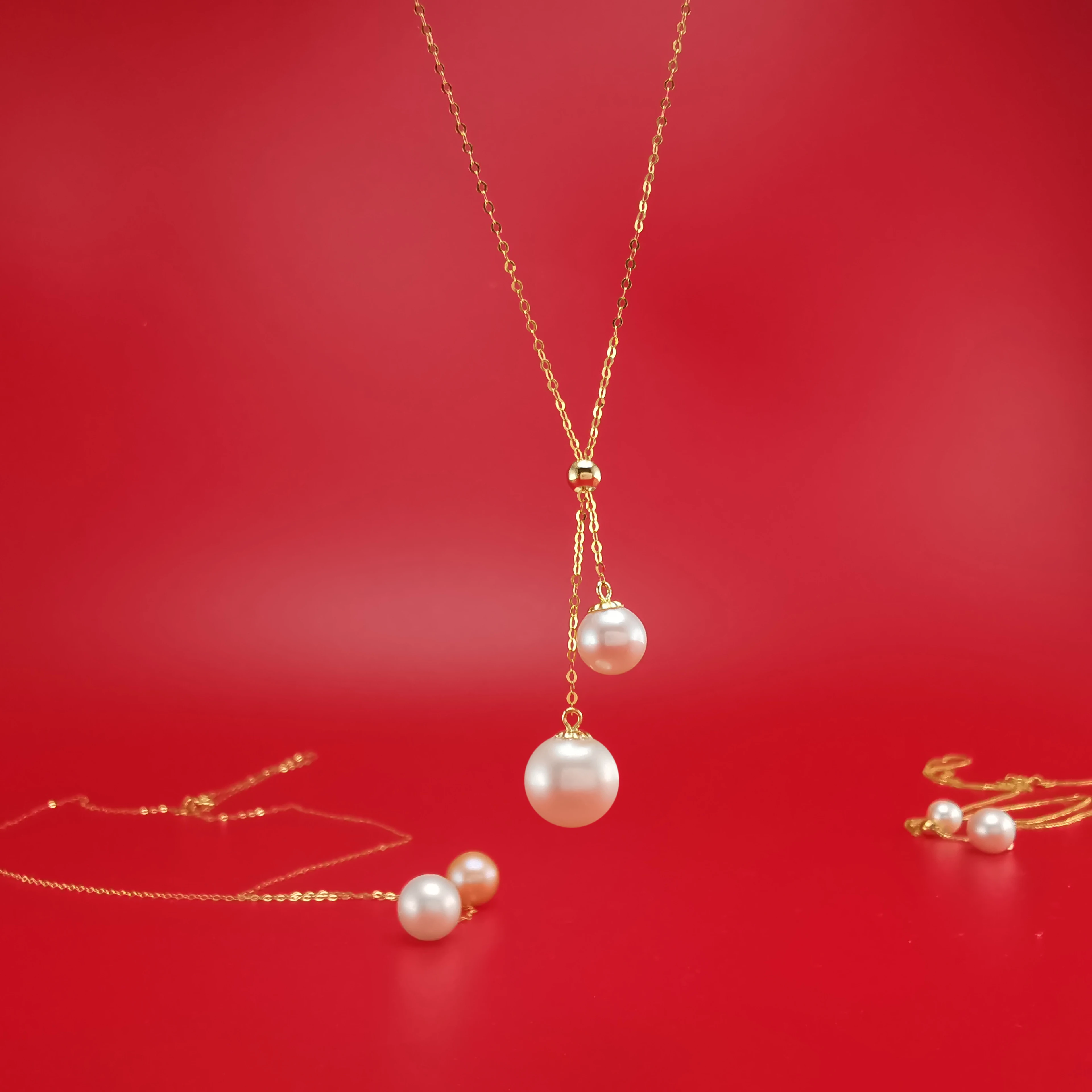
Genuine 18k yellow real gold chain natural pearl necklace AU750 gold freshwater pearl necklace with adjustable thicker size 