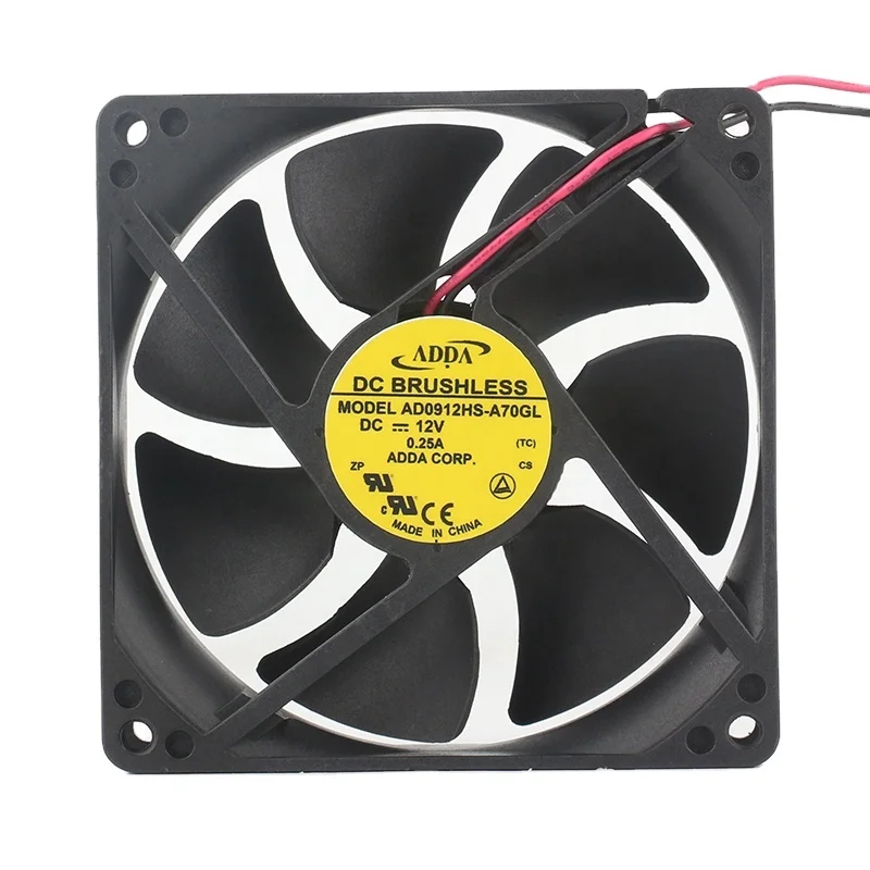 Оригинальный Адда 48 В 24 5 DC12V 0.25A EC AC 90x90x25 мм 9025 9 см 2-проводной бесшумный вентилятор шасси AD0912HS-A70GL Вентилятор охлаждения