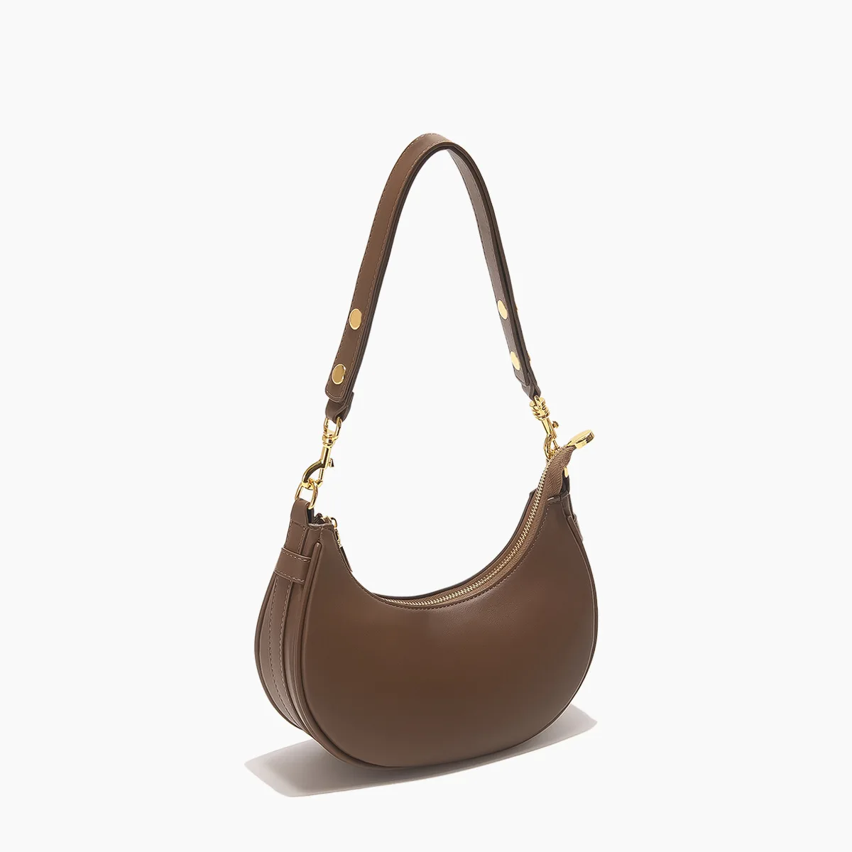 Custom PU Leather Half Moon Shape Fashion Retro White Underarm Bag Women saddle bag Single Shoulder Bag for Lady