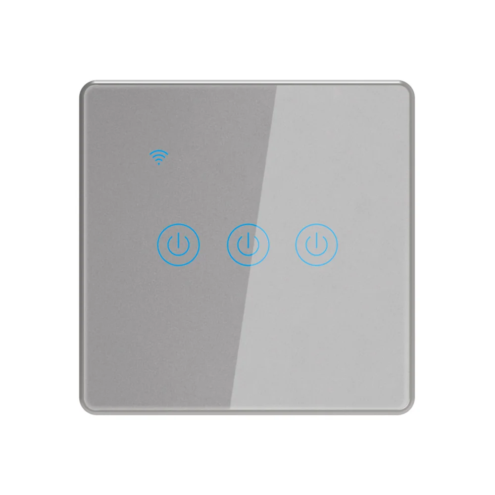 ksmt  tempered glass metal frame touch switch  smart switch villa/home/stars hotels using 3Gang1Way black silver border