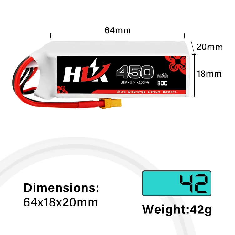 Oem 450Mah 80C 11.1V 3S Lithium Polymer Li-Polymer Battery Pack Lipo Battery