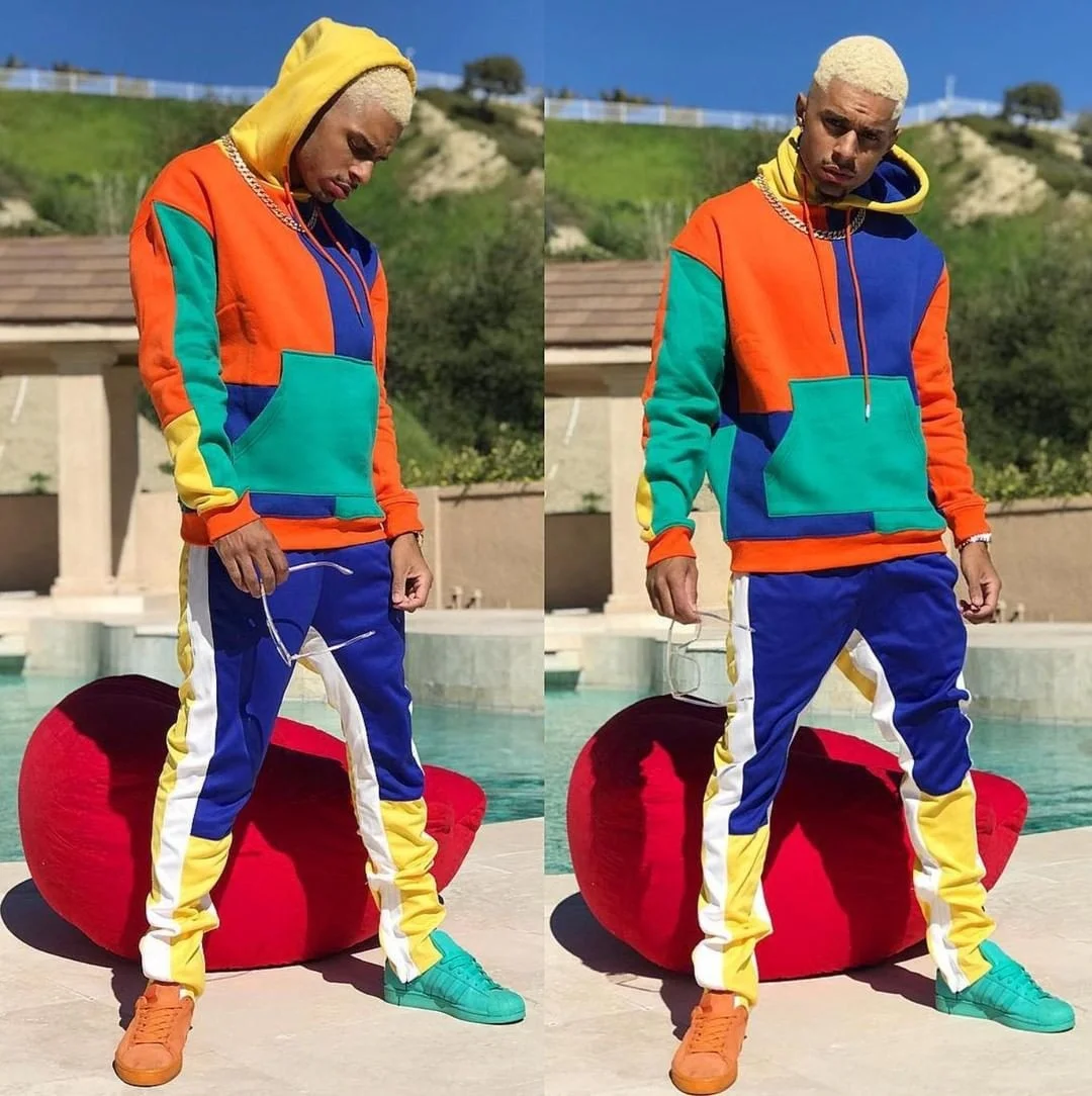 
DLL111 Hot sale pullover men new multicolor patchwork loose sweater street fashion 2020 mens hoodies 