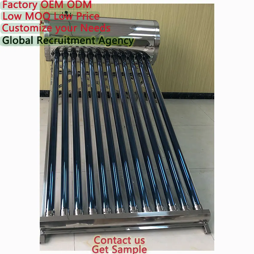 Factory Price 100L 500L Stainless Steel Metal Solar Water Heater Top Gravity Roof Frame Low High Vacuum Tube Split Electric