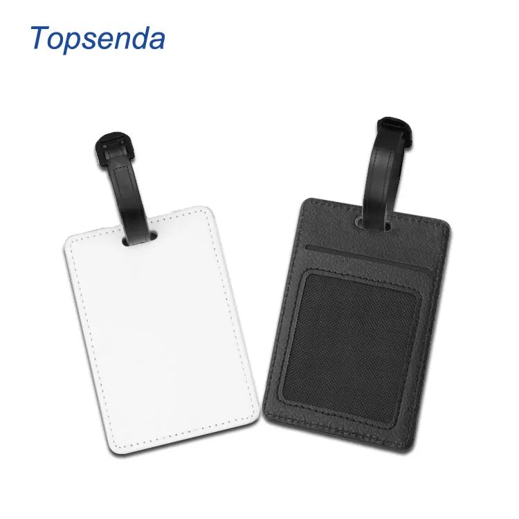 PU leather Baggage Tags Blank Sublimation luggage tag with back pocket