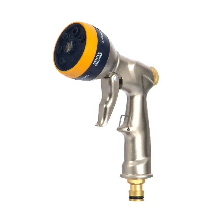 Portable Copper Alloy Spray Water Guns with 7-Pattern Metal Water Jet for Watering Yard