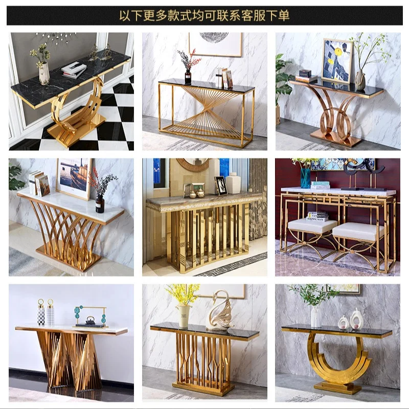 Luxury console tables marble hallway table modern entrance table  with stainless steel base home furniture