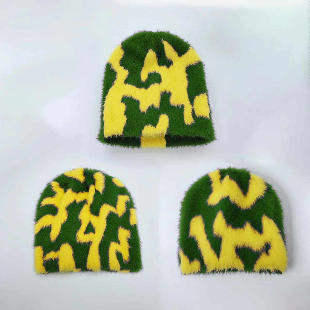 beanie hats custom logo Y2K winter skull crochet knit jacquard mohair beanie