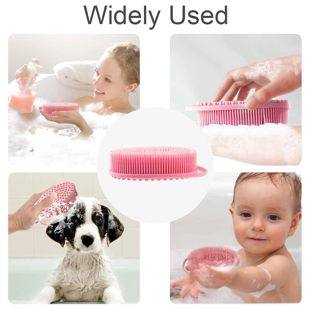 High Quality Soft 2 in 1 Silicone Bath Brush Exfoliating Body Shampoo Cleaning Hair Massage Shower