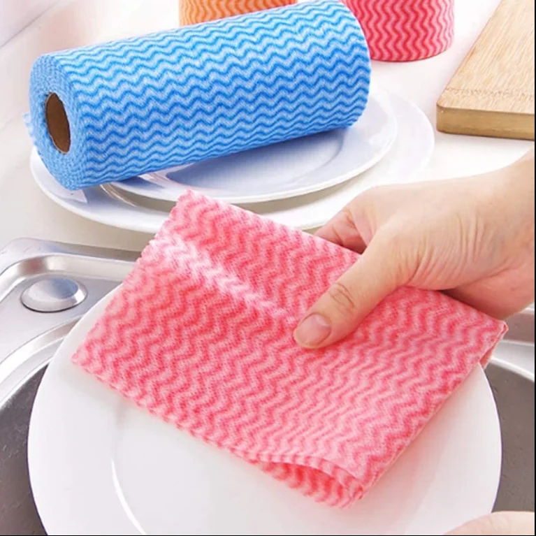 Reusable Nonwoven Cleaning Dishcloths Roll Wipes Wiping Rag Household Kitchen Floor Car Shoe Multi-Purpose Towel Dish Cloth