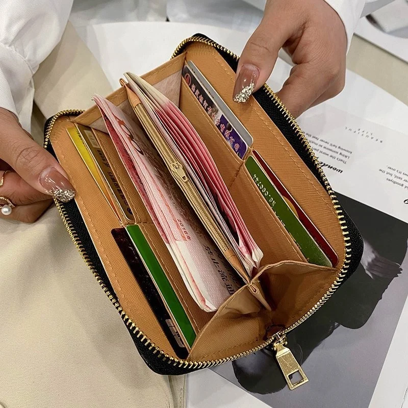 2022 Fashion Crocodile Pattern Multifunction Leather Ladies Clutch Wallet Long Phone Holder Cheap Purse Wallet