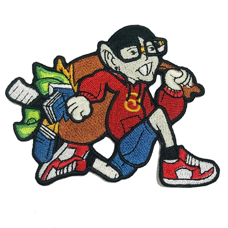 Custom heat press / heat seal adhesive backing embroidery patches for garment