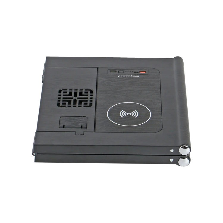 hot sell Built-in power bank  laptop table with 15W fast wireless charger for bed sofa outdoor