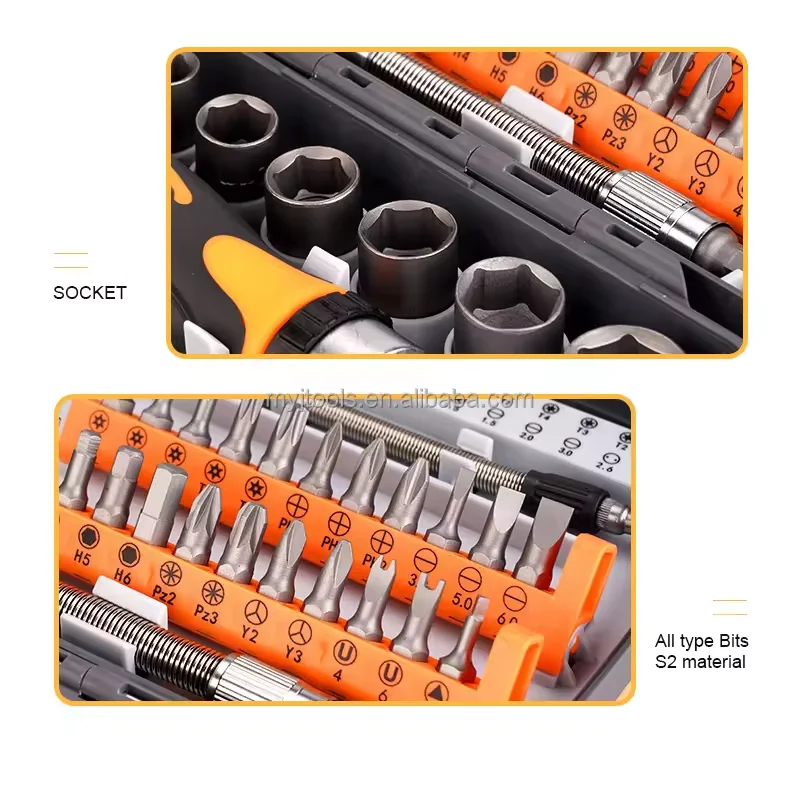 68Pcs Precision Ratchet Screwdriver Set Magnetic Slotted Phillips Screwdriver Bits Length Adjustable Repair Hand Tool