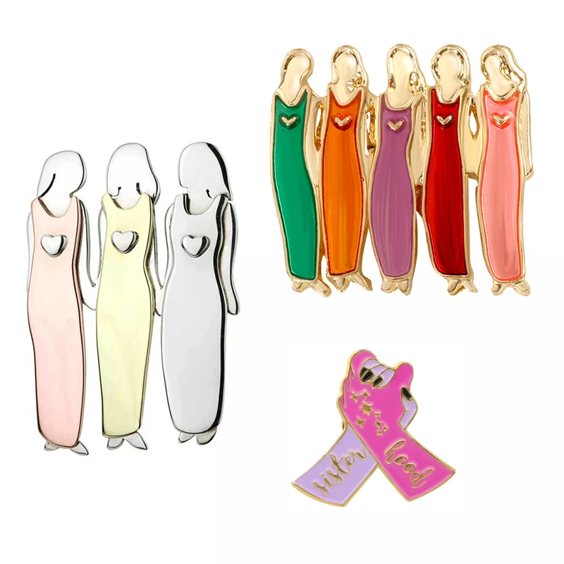 China Manufacturers Bulk Custom Logo Metal Badge Hard Soft Enamel Oem Custom Sisterhood Pin For Hat Cloth Decoration