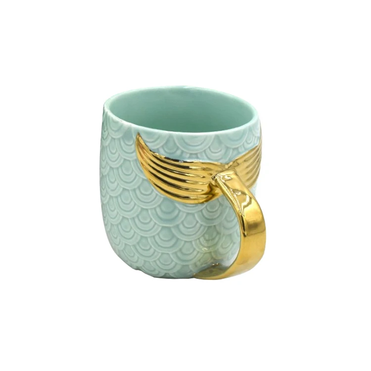 
Creative handmade mermaid shape custom ceramic coffee mug cup with logo 