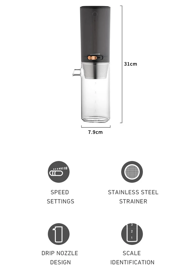 Iced Coffee Maker Portable Glass Bottle Cold Brew Coffee Maker