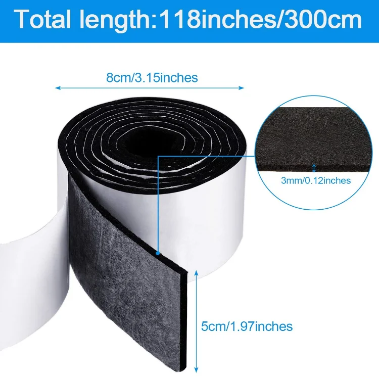 
Self Adhesive Felt Tape Polyester Felt Strip Roll 118 x 1.97 x 0.12 Inch Felt Adhesive Strip Tape for Furniture and Hard Surface 