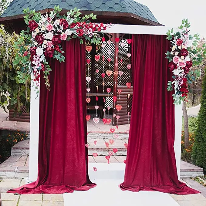5ft x 7ft Customized Size Parties Wrinkle Free Photo Backdrop Drapes Fabric Birthday RED Ceremony curtain for wedding decoration