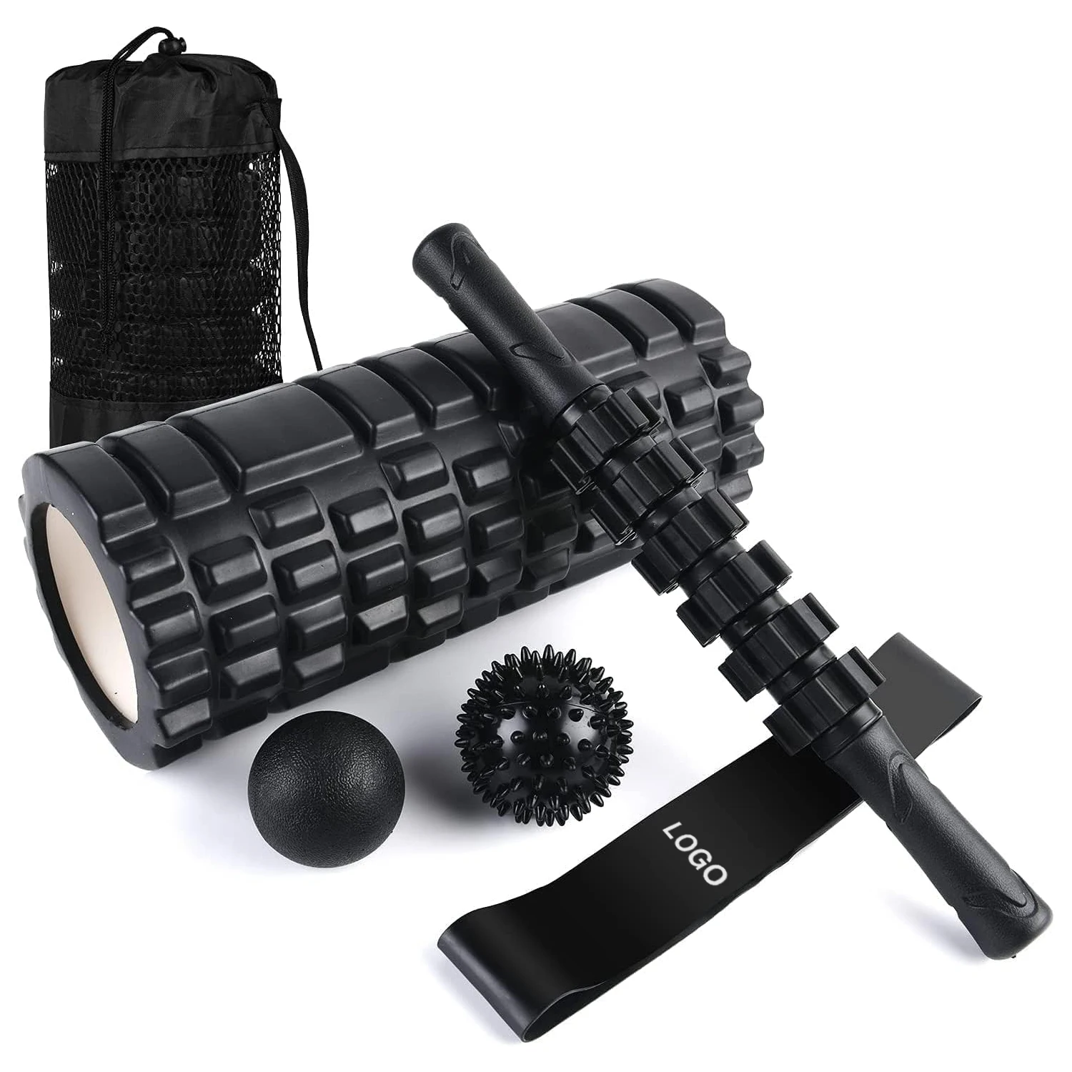 5 In 1 Custom Design Foam Roller Muscle Rollers Stick Resistance Band Yoga Sets Yoga Foam Roller Set