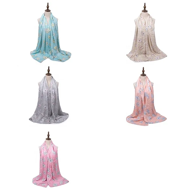 Malaysia Five Colors Silk Scarf 72*175 cm Head Cover Muslim Women Scarf Gift Box