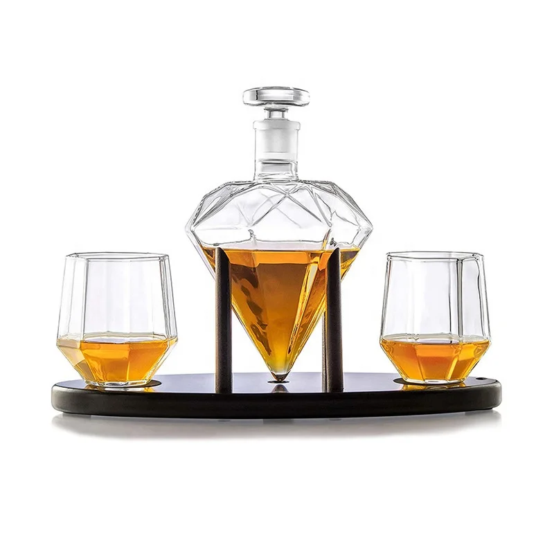 Diamonds Shaped  Empty Glass Wine Bottle Decanter
