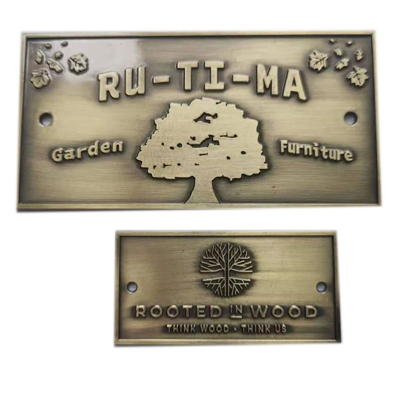 Custom Metal Logo Plates Metal Nameplate For Furniture With Embossed