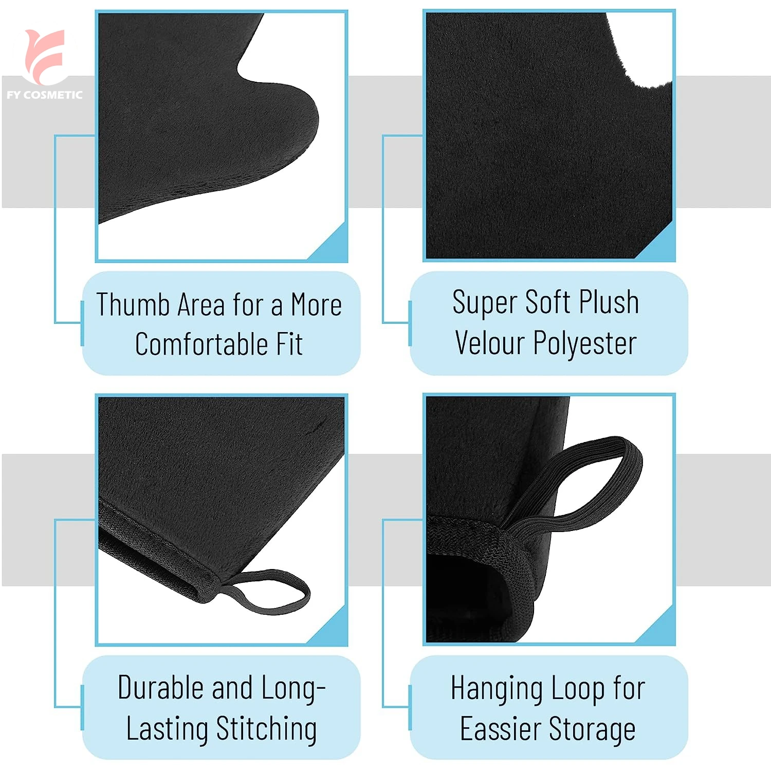 Custom Logo Private Label Soft Velvet Waterproof Sponge Sunless Thumb Microfibre Applicator Glove Luxury Velvet Tanning Mitt