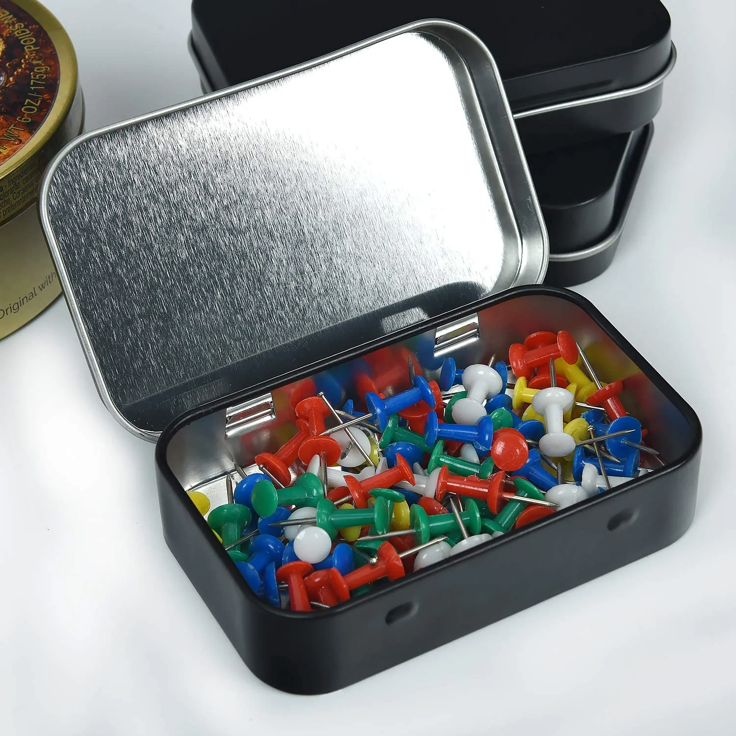 custom metal tin box hinged tin box rectangle black jewellery tin box with hinged lid