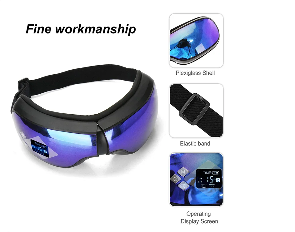 Amazon High quality eye care high frequency beauty led Bluetoothing electric heat smart eye massager with heat compression