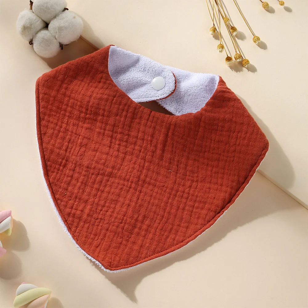 Wholesale Printed Custom Very Absorption Wholesale Certified Waterproof Bamboo Bib 100% Cotton Triangular Baby Bibs With Button