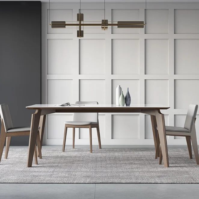 Morden Luxury Design Marble Top Dining 4 or 6 Chairs Table Set Dinning Table Set Wood Dining Table