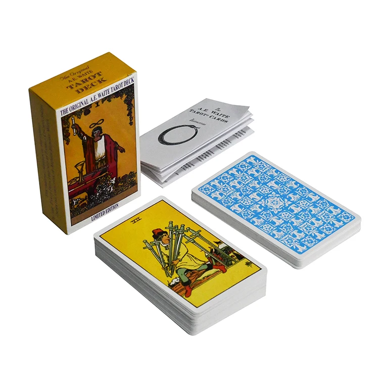 Custom Printing High Quality Affirmation Tarot Deck Gold Foil PVC Tarot Card with Logo and Guidebook for Game Player