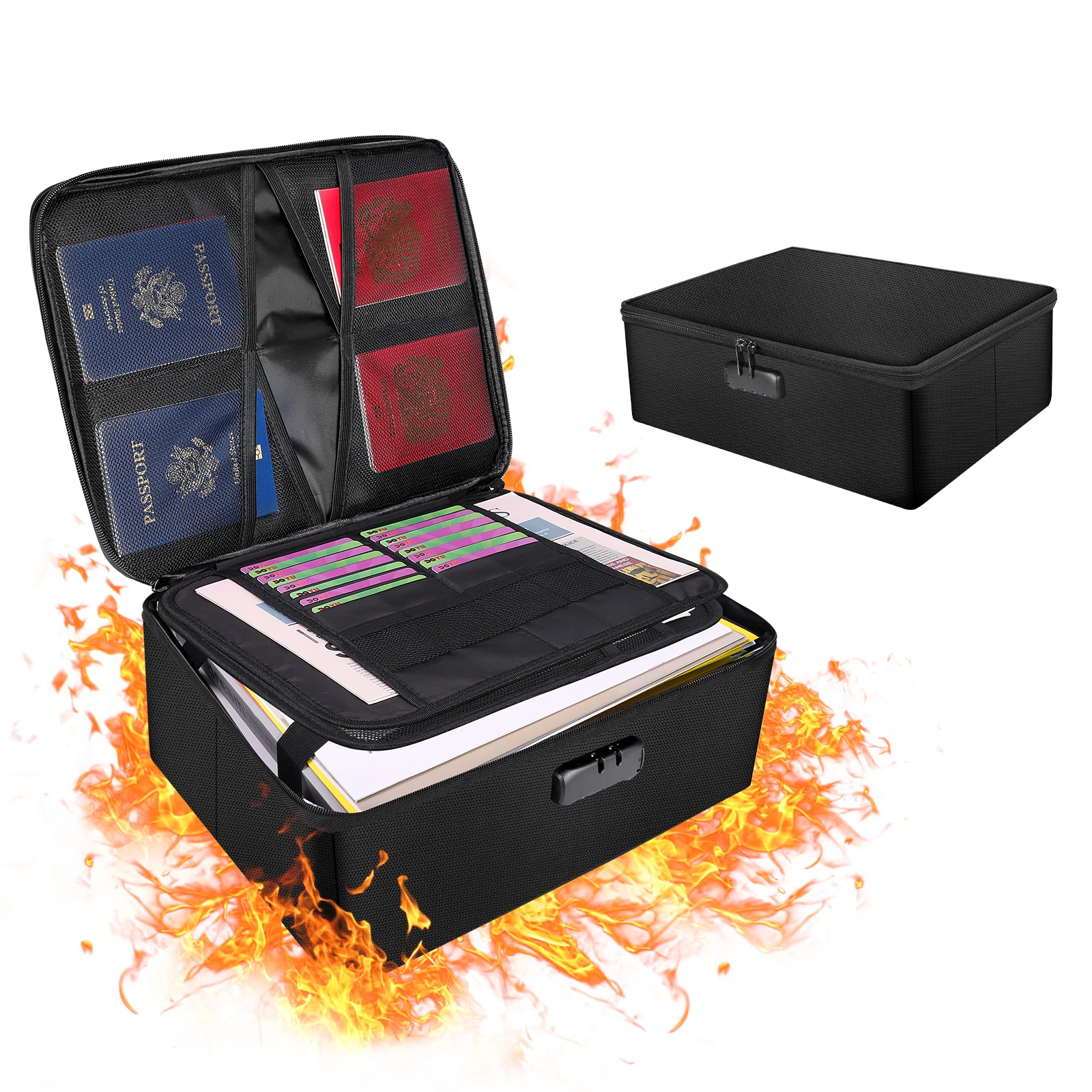 2022 Hard Type File Box With Lock Fireproof Document Box Collapsible File Organizer Box (1600380673667)