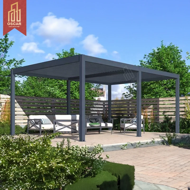 High Performance Luxury Style Garage Wall Mounted Pavilion with Zip Blind Sheet Pergola