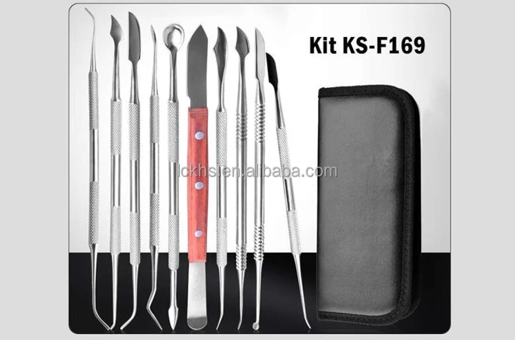 Custom 6 Pieces Rainbow Color Quality Pottery Clay Trimming Sculpting Tools Set with Silicone Container