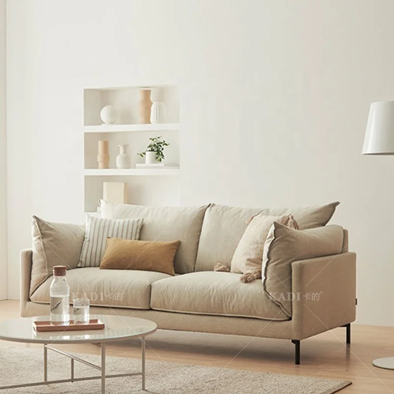 Modern Nordic Simple Luxury Nordic feather filling double seat Fabric Apartment sofa high-end modern LuxuryHong Kong style