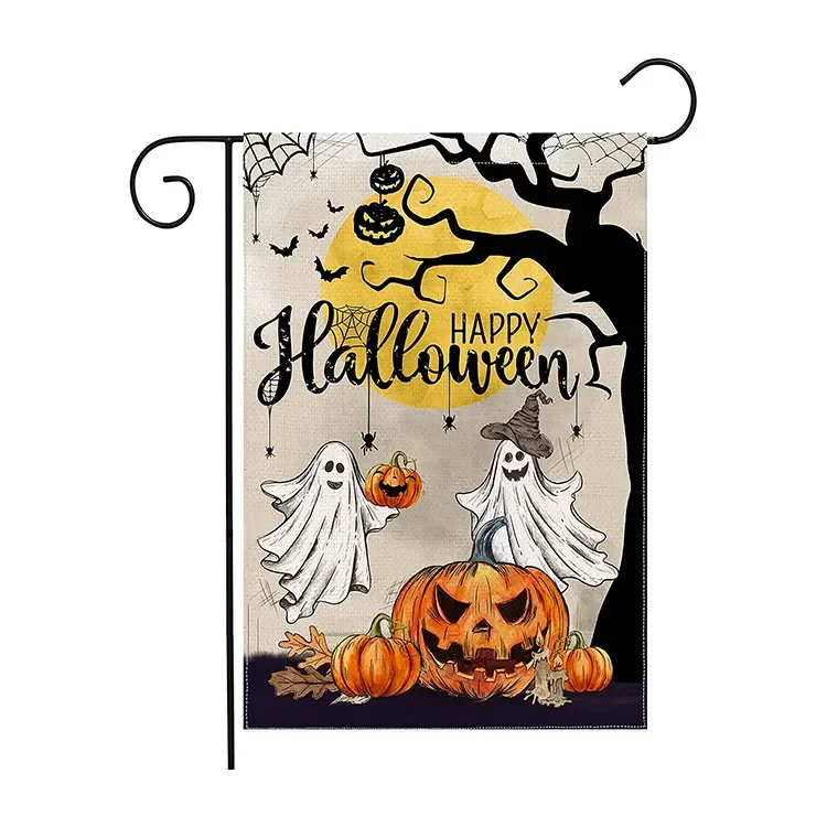 Sunshine Outdoor Advertisements Cheap Accessory  Halloween Garden Flag With Iron Pole