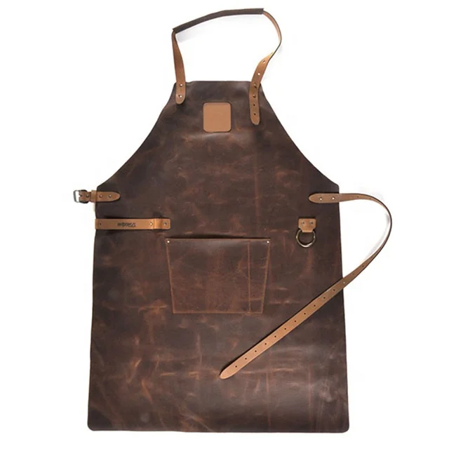 BBQ Apron Welding Apron Cow Leather Adjustable Wholesale Heavy Duty Welding Work Apron Leather Ap Custom Logo Accepted 20pcs