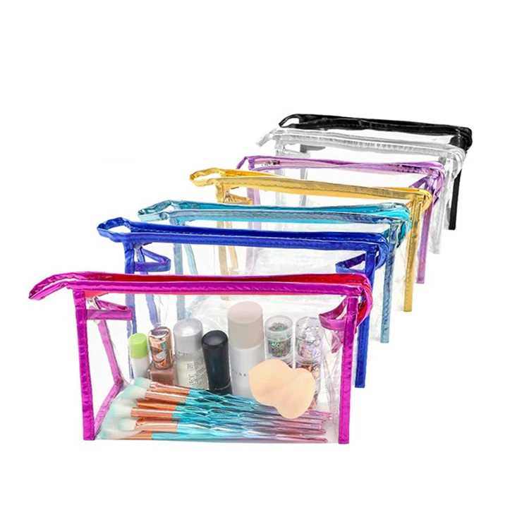 custom printing makeup storage waterproof luxury vanity bag 3 pieces clear mesh pvc makeup bag vinyl zipper cosmetic bag set
