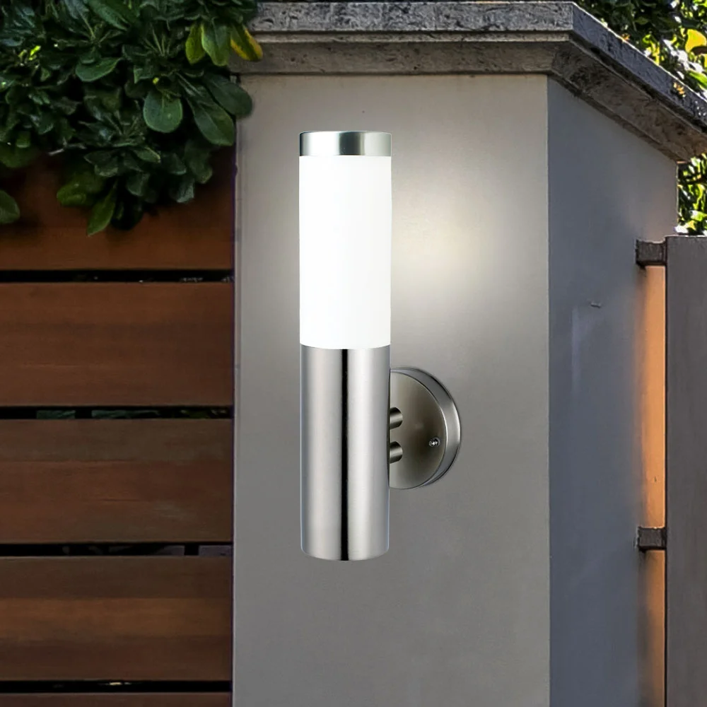 landscape ip44 stainless steel pipe cylinder e27 outdoor decorative modern led wall lamp outdoor