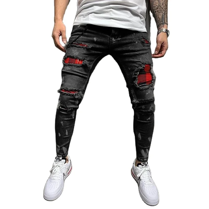 Skinny Ripped Fancy Unbranded Biker Jeans  tapered Denim Designer Authentic Men Monkey White Bleach Light Western STREET