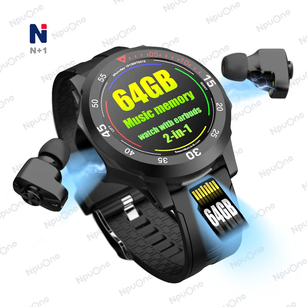 2022 Hot sell  2in1 OEM TWS wireless earbuds Watch phone call SD card  Music health reminder Smart watch