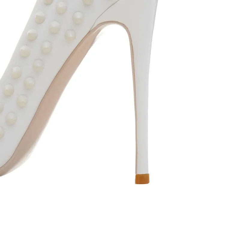 Elegant Pointed Toe Plus Size Chaussure Femme Rivet High Heels Black Color Women Shoes