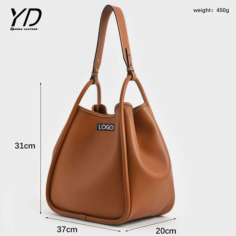 Women Fashion Handbags Clutches Vegan Leather Handbag Custom Logo Large Shoulder Bag Tubular Slouchy Tote Bag