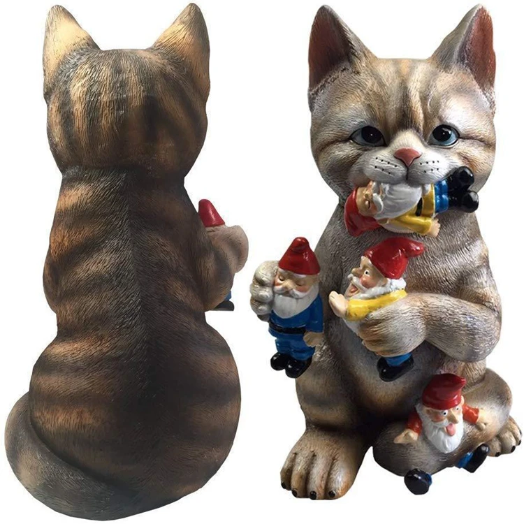 Good Quality Molds Evil Cat Statue Resin Garden Gnome Figurine With Factory Prices