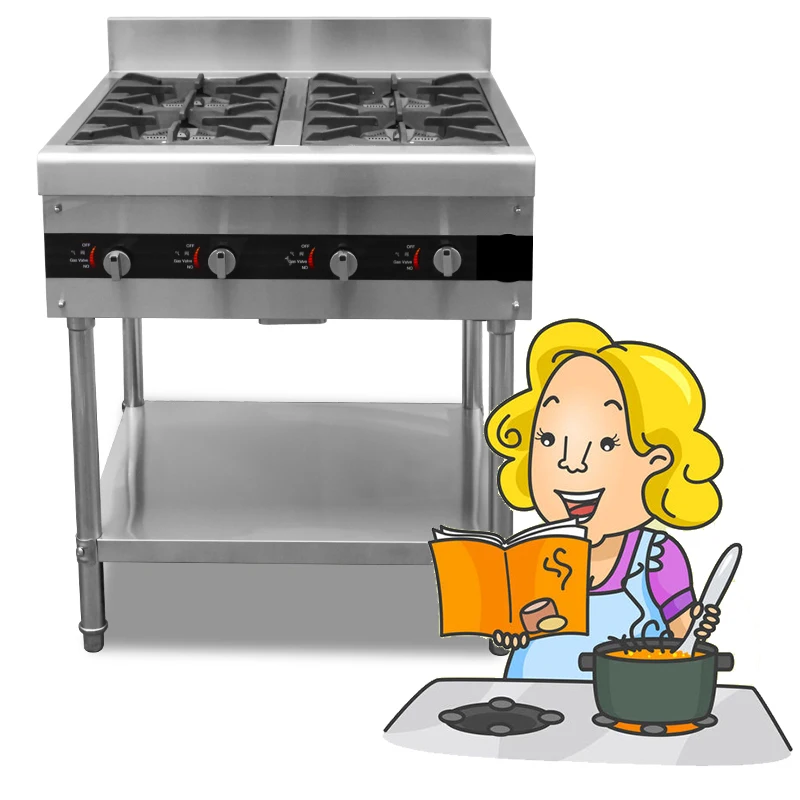 Yoslon YSN-ST4 Commercial Kitchen Stove Ovens Restaurant 4 Burners Gas Cooking Stoves Oven/